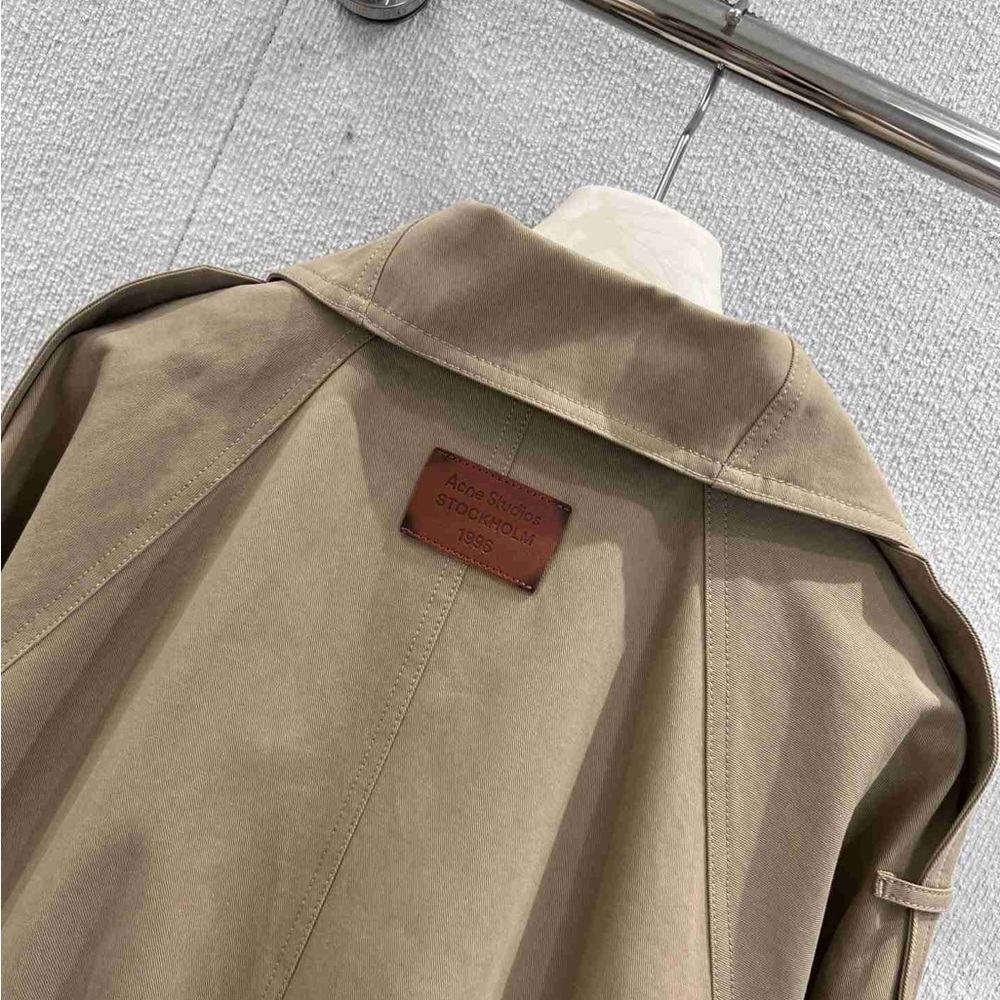 Acne Studios Oversized Cropped Camel Trench Coat Jacket - Picture 7 of 7